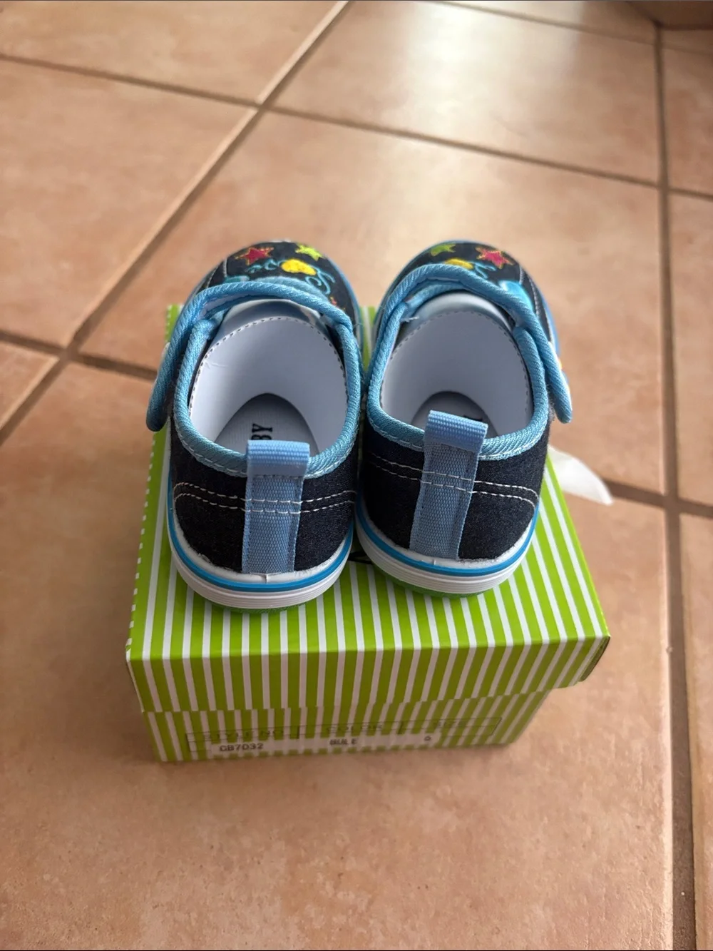 Toddler Blue Heart & Star Mary Jane Shoes with Hook-and-Loop Strap